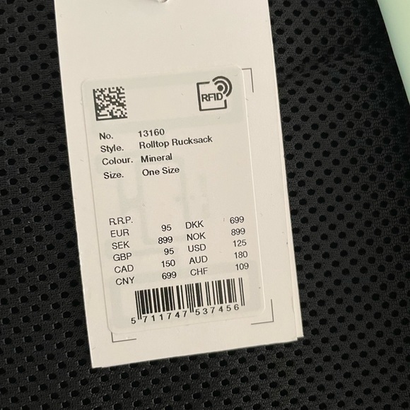 NWT Rains Rolltop Rucksack Zip-Detailed Backpack Mineral Color Waterproof - Picture 8 of 13